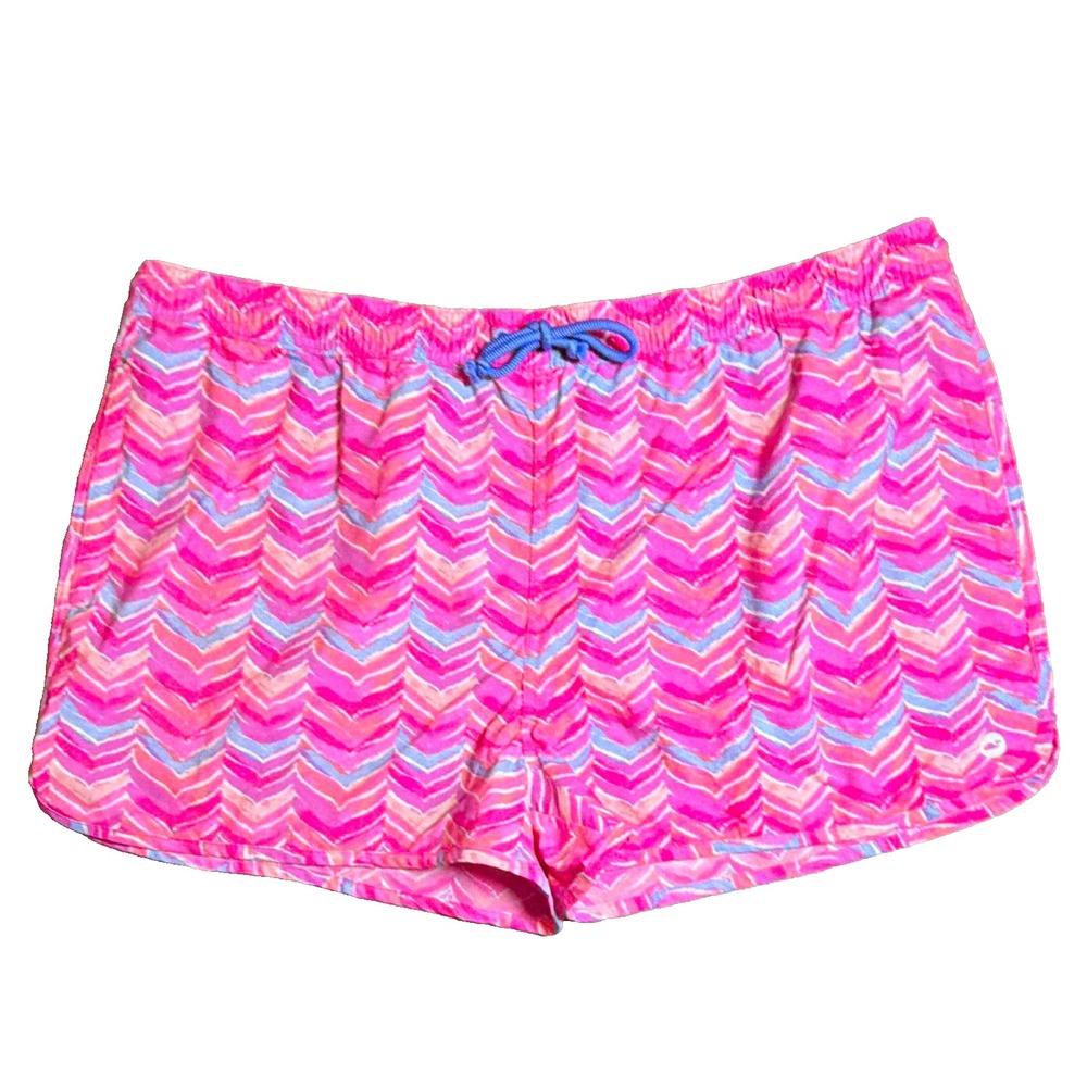 Vineyard Vines Performance Women's Athletic Shorts Pink Chevron Drawstring XL
